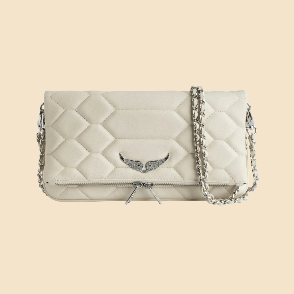 Zadig & Voltaire Rock Nano Quilted Clutch crema